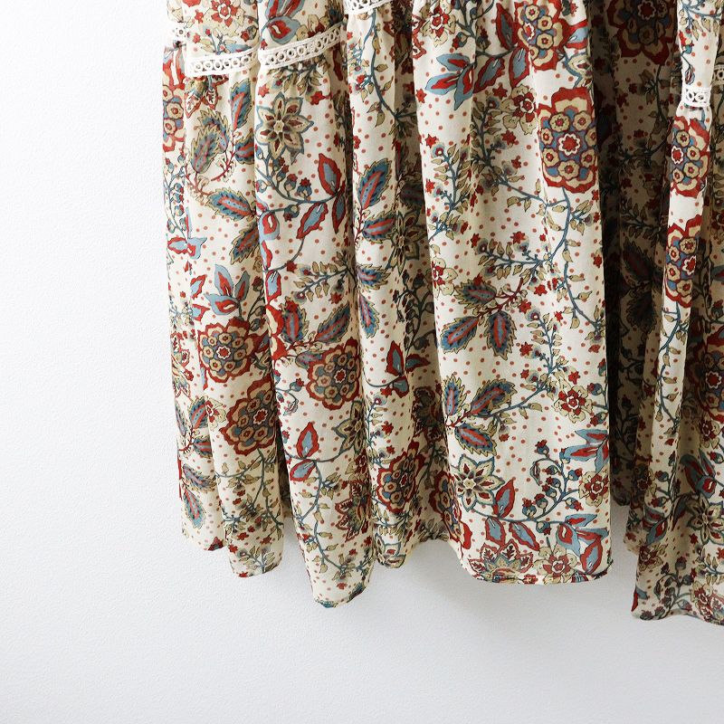  ハグオーワー HUG O WaR DEVEAUX フラワープリントワンピース 1 アイボリー レース ドレス シアー その他 その他