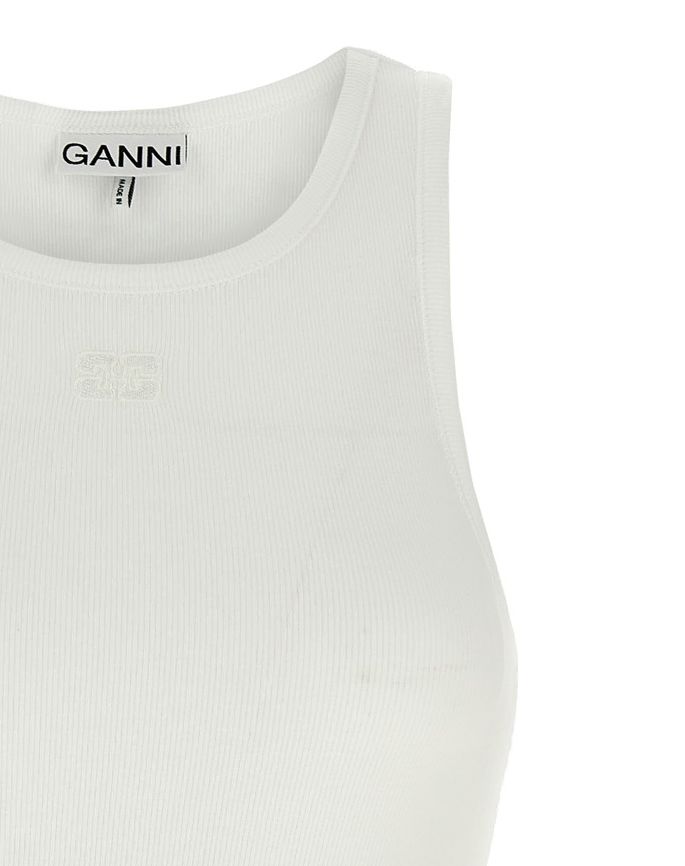 GANNI ガニー GANNI ノースリーブ コットン リップ トップス