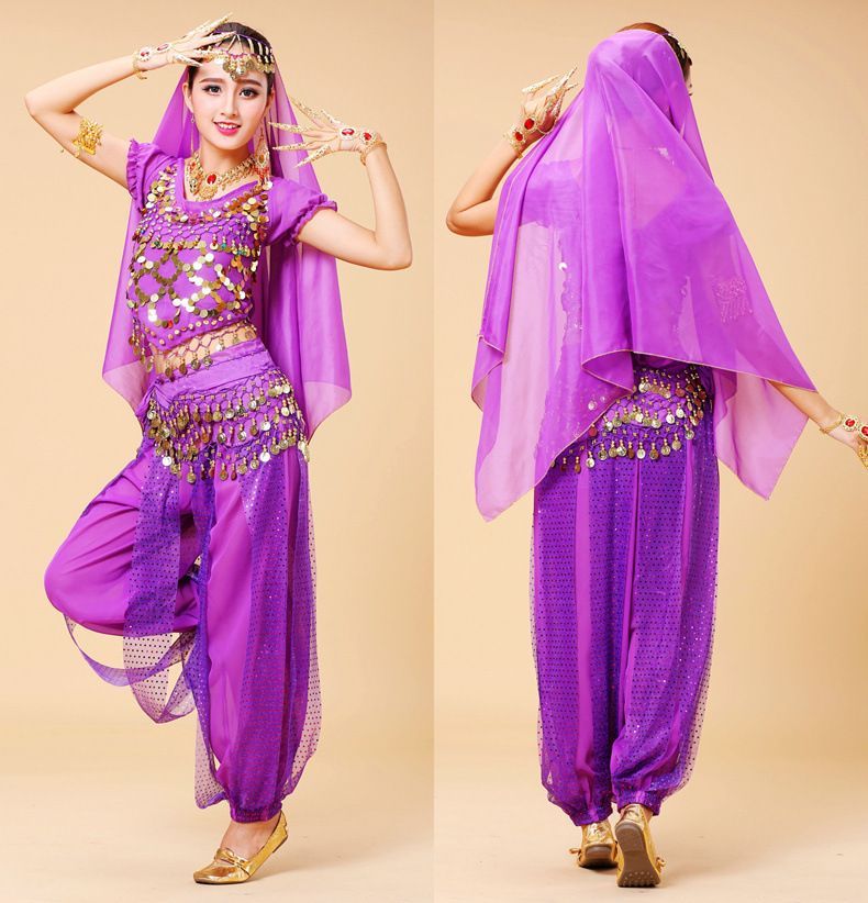 ベリーダンス コスプレ アラビアン セクシー 1186 紫 パープル5点セット
