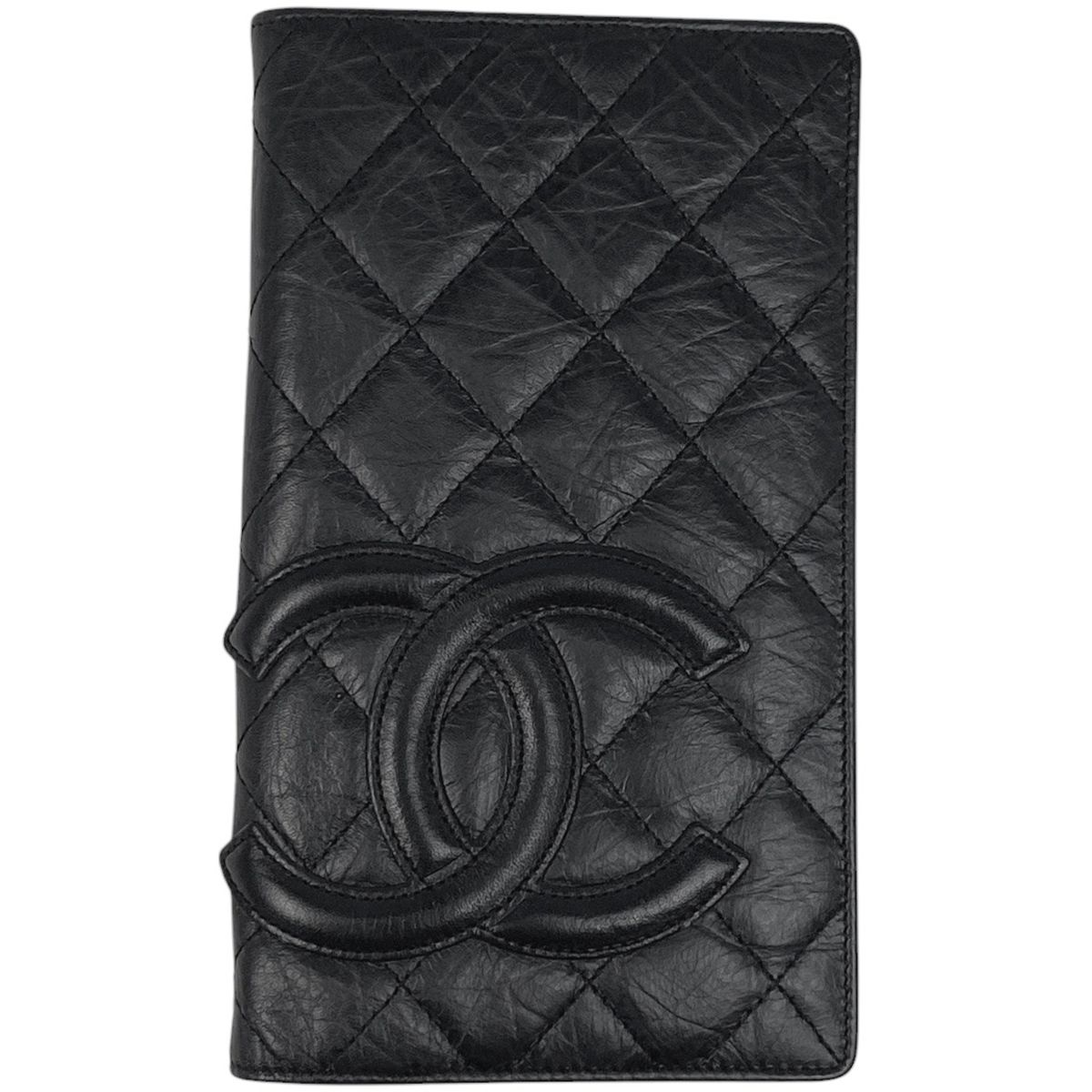 シャネル CHANEL カンボンライン 二つ折り 長財布 ココマーク 長財布 レザー ブラック レディース