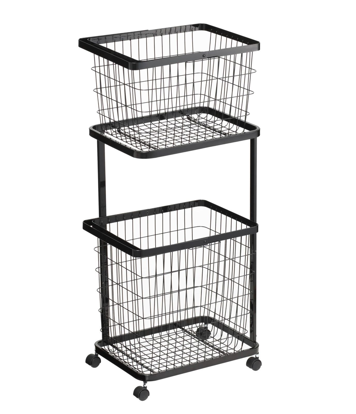 山崎実業 Yamazaki ランドリーワゴン バスケット ブラック 約W 41×D 30×H 93.5 cm タワー tower 洗濯カゴ キャスター付き 大容量 3352