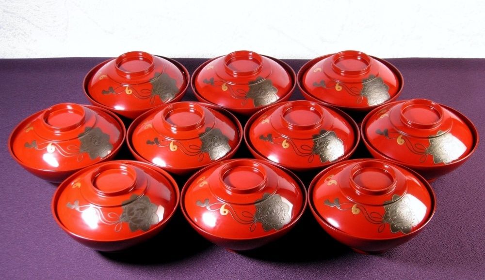 蒔絵諫鼓鶏文 煮物椀10客