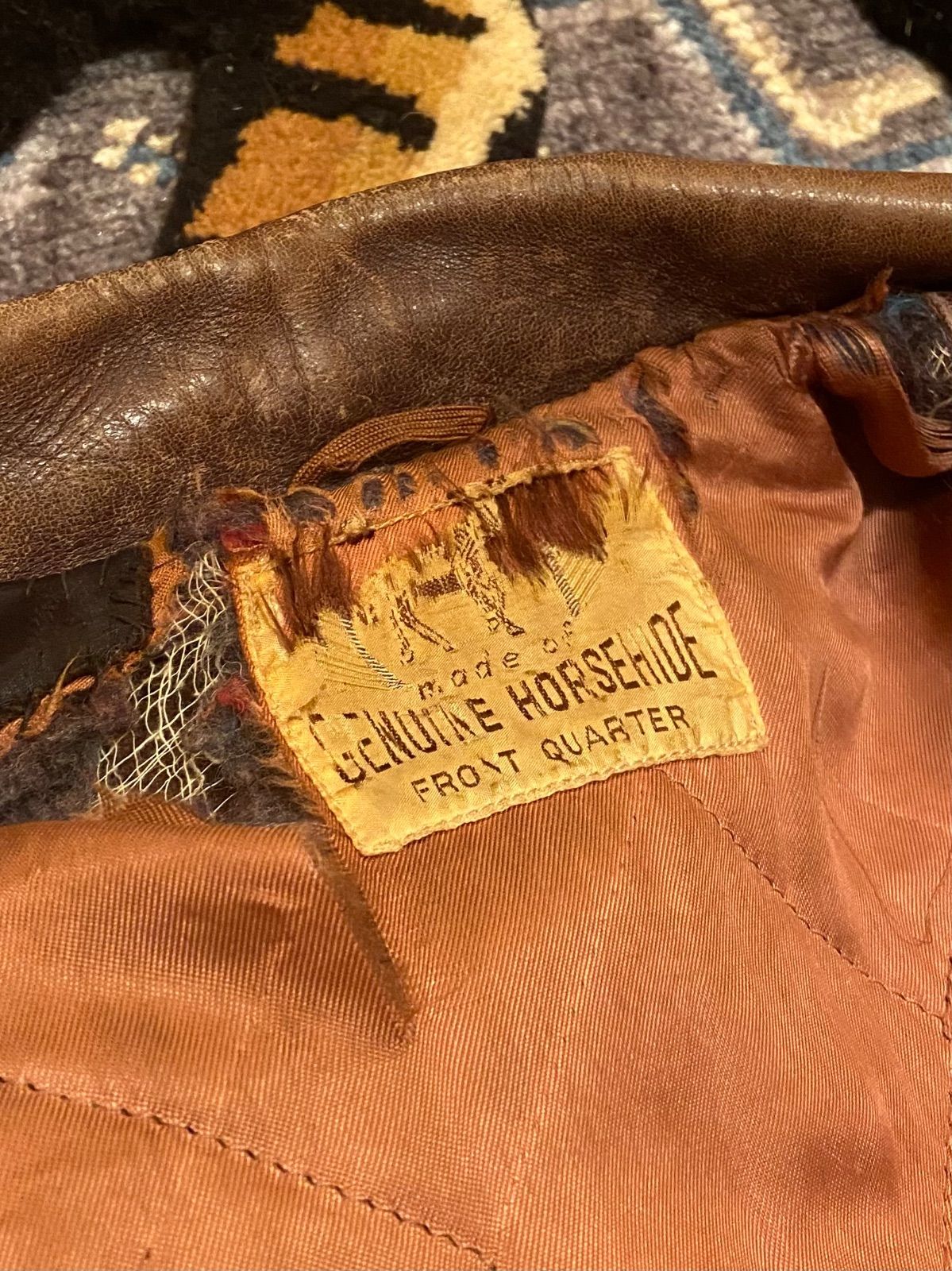 「GENUINE HORSEHIDE FRONT QUARTER」40~50's レザージャケット