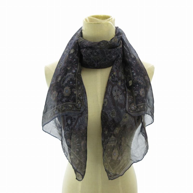 エトロ ETRO ペイズリー柄 スカーフ ストール シアー シルク 紫