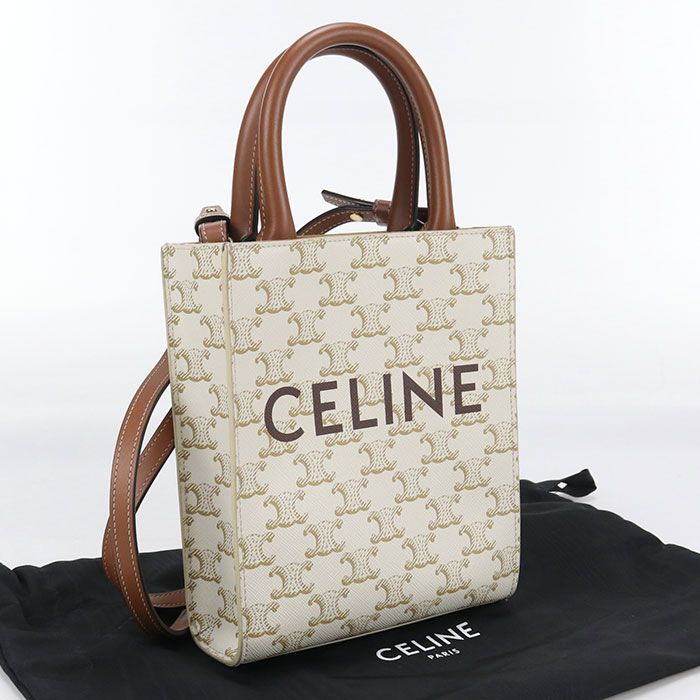 CELINE セリーヌ ミニ バーティカル カバ 2WAY トリオンフキャンバス 19437 2BZK ハンドバッグ PVC レザー レディース
