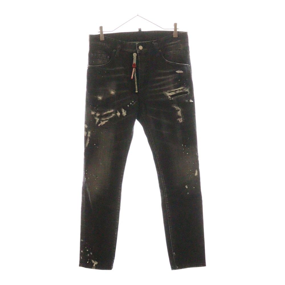 DSQUARED2 ブラックデニムパンツ ダメージ加工