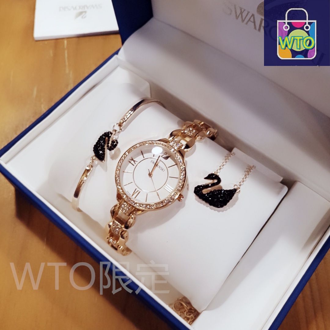 SWAROVSKI 腕時計 ネックレスセット 値下げしますた 今日特価】スワロフスキー 三件セット（腕時計＋ブレスレット＋
