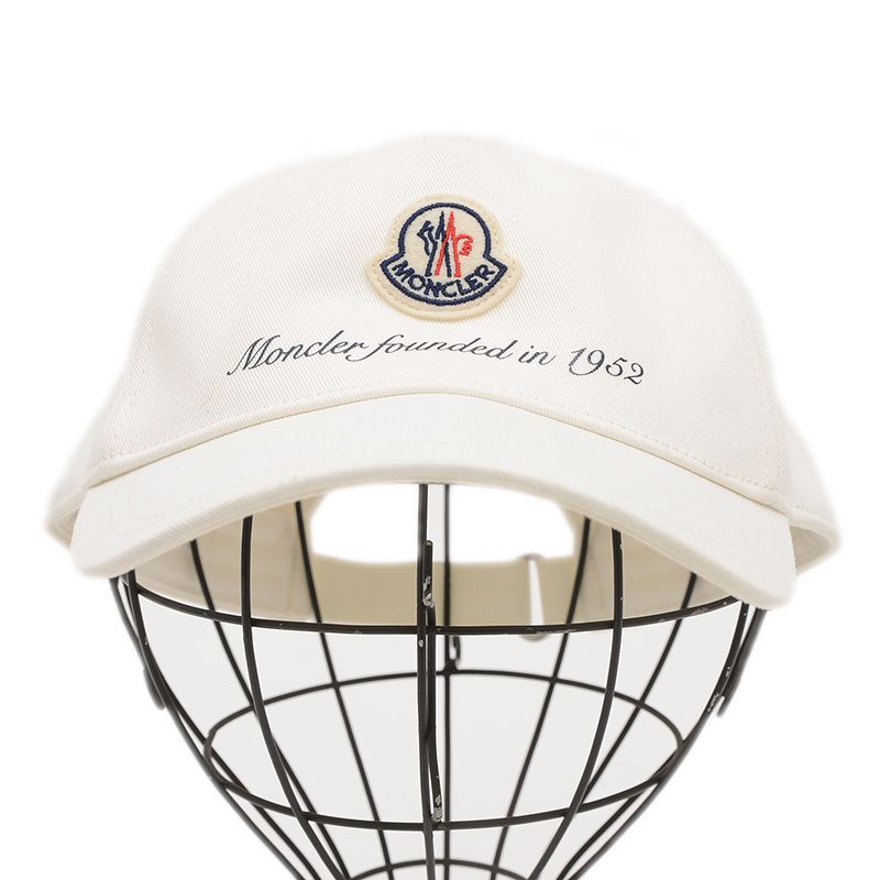 MONCLER モンクレール　キッズ　ロゴベースボールキャップ モンクレール ロゴ ベースボールキャップ コットン ホワイト