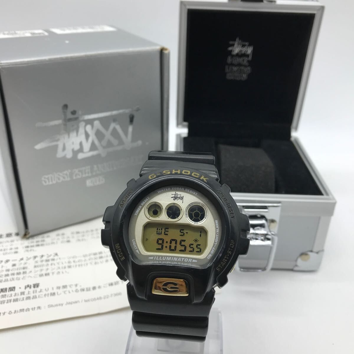 7832円 CASIO G-SHOCK × STUSSY 25th DW-6900 1289 Gショック ステューシー コラボ 25周年 記念モデル 腕時計  動作品 箱付き 使用感