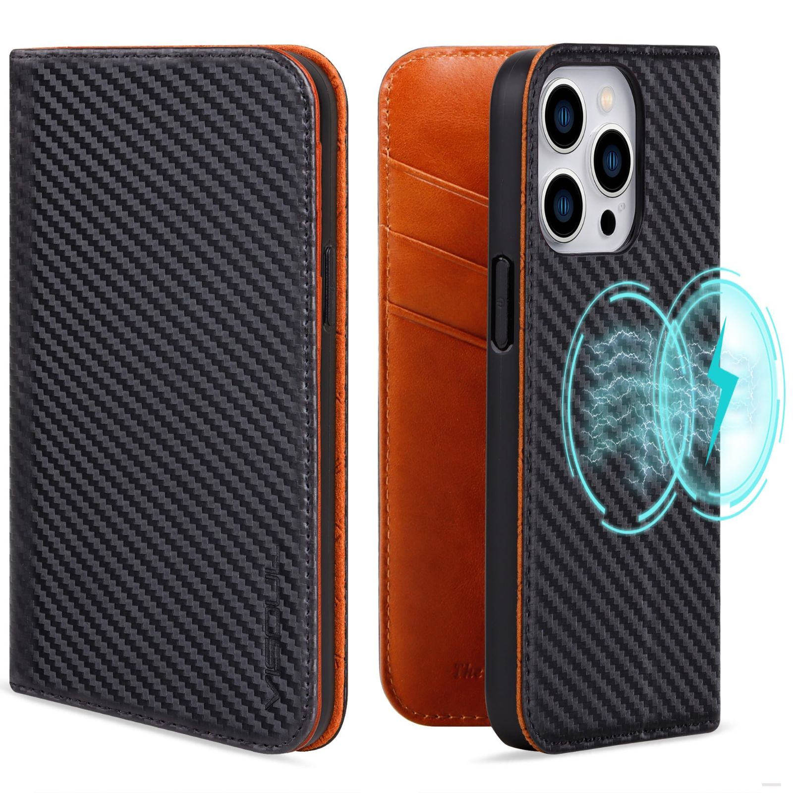 【人気商品】VISOUL iphone15Pro ケース 手帳型 本革 MagSafe対応 スマホケース レザーケース 手帳型ケース アイフォン15Pro ケース カード収納 携帯ケース 全面保護 ワイヤレス充電対応マグネット 