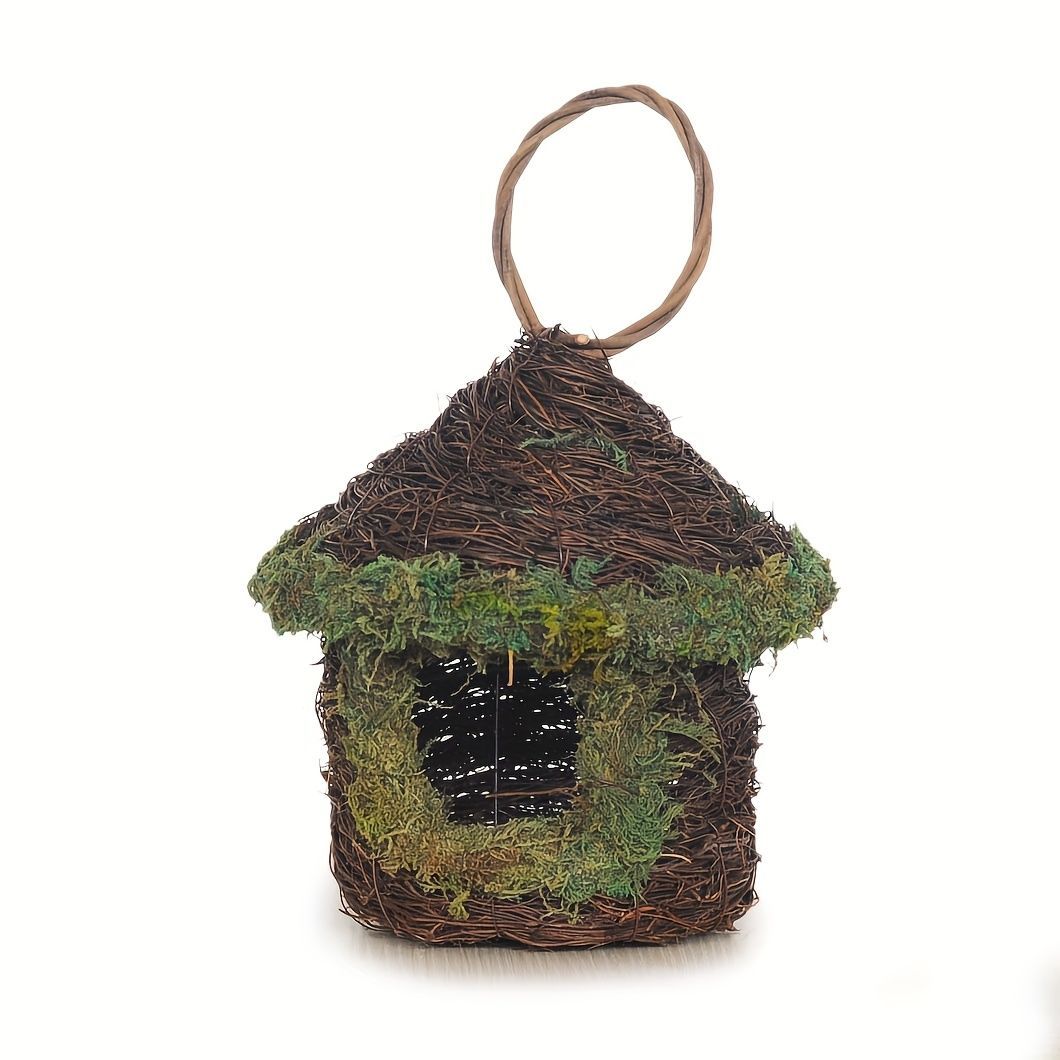 巣箱 鳥の巣 鳥の巣箱 バードハウス バードルーム 鳥用品 鳥かご 吊り下げ ぶら下げ 庭園 自然 装飾 休憩所 ハウス 籐の家 手作り感 オシャレ ミニハウス インテリア 庭装飾