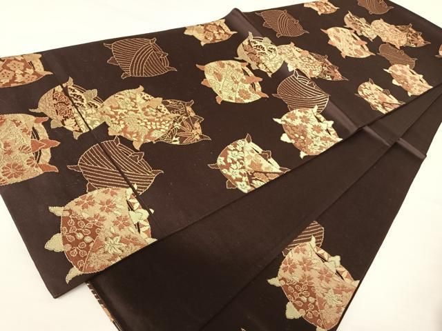 ベストストア日本一受賞店■平和屋着物■六通太鼓柄袋帯　透し織　正倉院横段　金糸　逸品　r1757 ベストストア日本一受賞店！□平和屋着物□極上 総相良刺繍 六