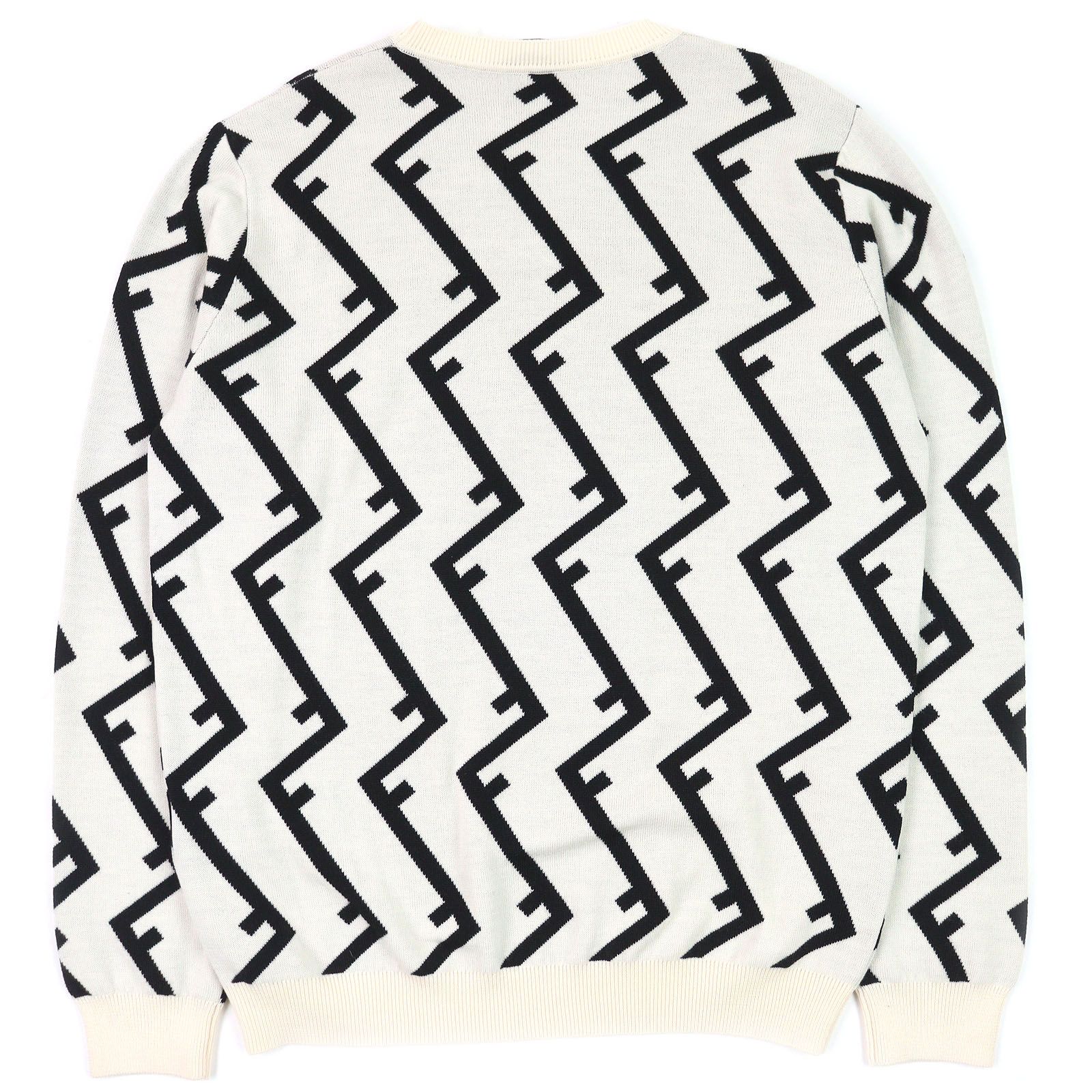 極美品△FENDI フェンディ FZZ489 ウール100％ FFモチーフ 総柄 クルー