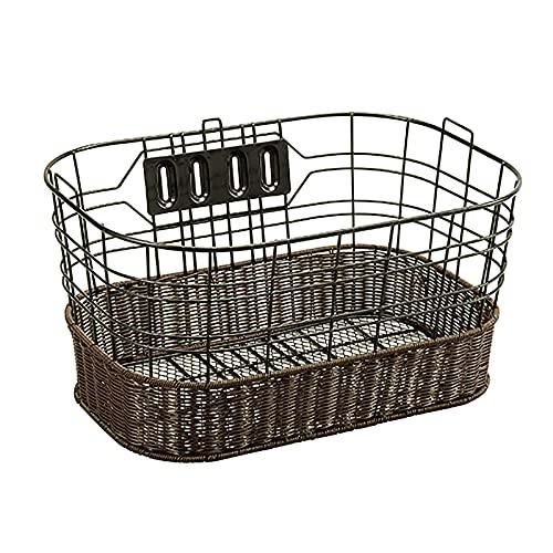 【新品・3営業日で発送】サギサカ 半籐風編込みバスケット 48428 前用 BK／BR