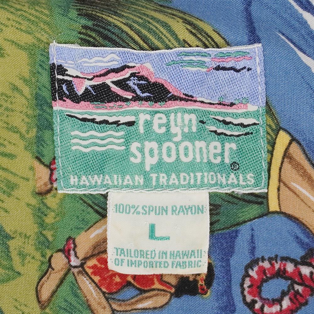 USA古着 レインスプーナー アロハシャツ 黄色×緑 カレッジアロハ レーヨン Hatsukoi Vintage | . 80s REYN SPOONER aloha shirt sizeXL 80