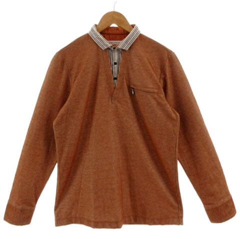 インターメッツォ INTERMEZZO ポロシャツ シャツレイヤード風 長袖 ブラウン系 茶茶 M