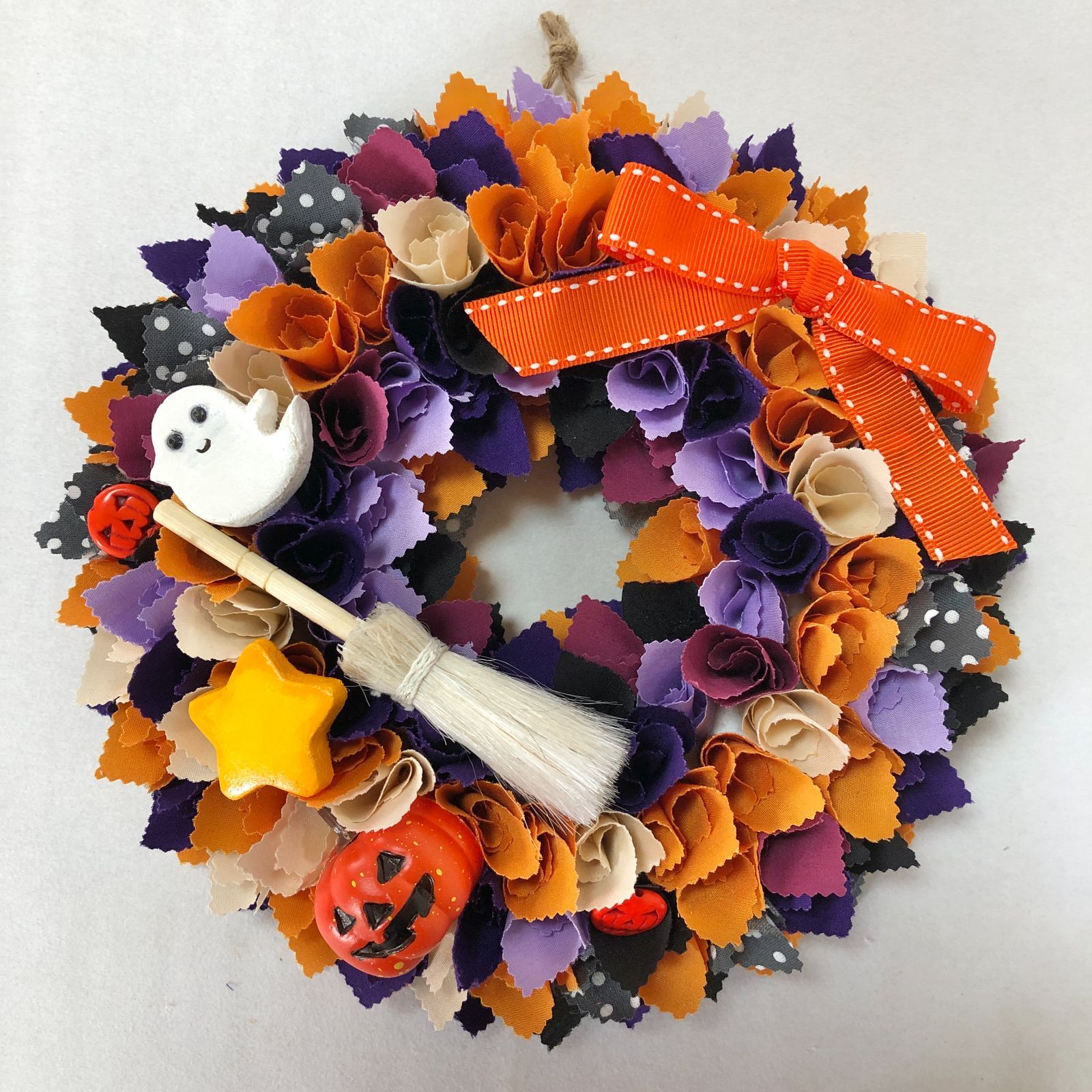 ＊376＊ミッケ＊~布リース　ハロウィンリース　インド刺繍リボン cafab348ddbd86edfa092128668c56
