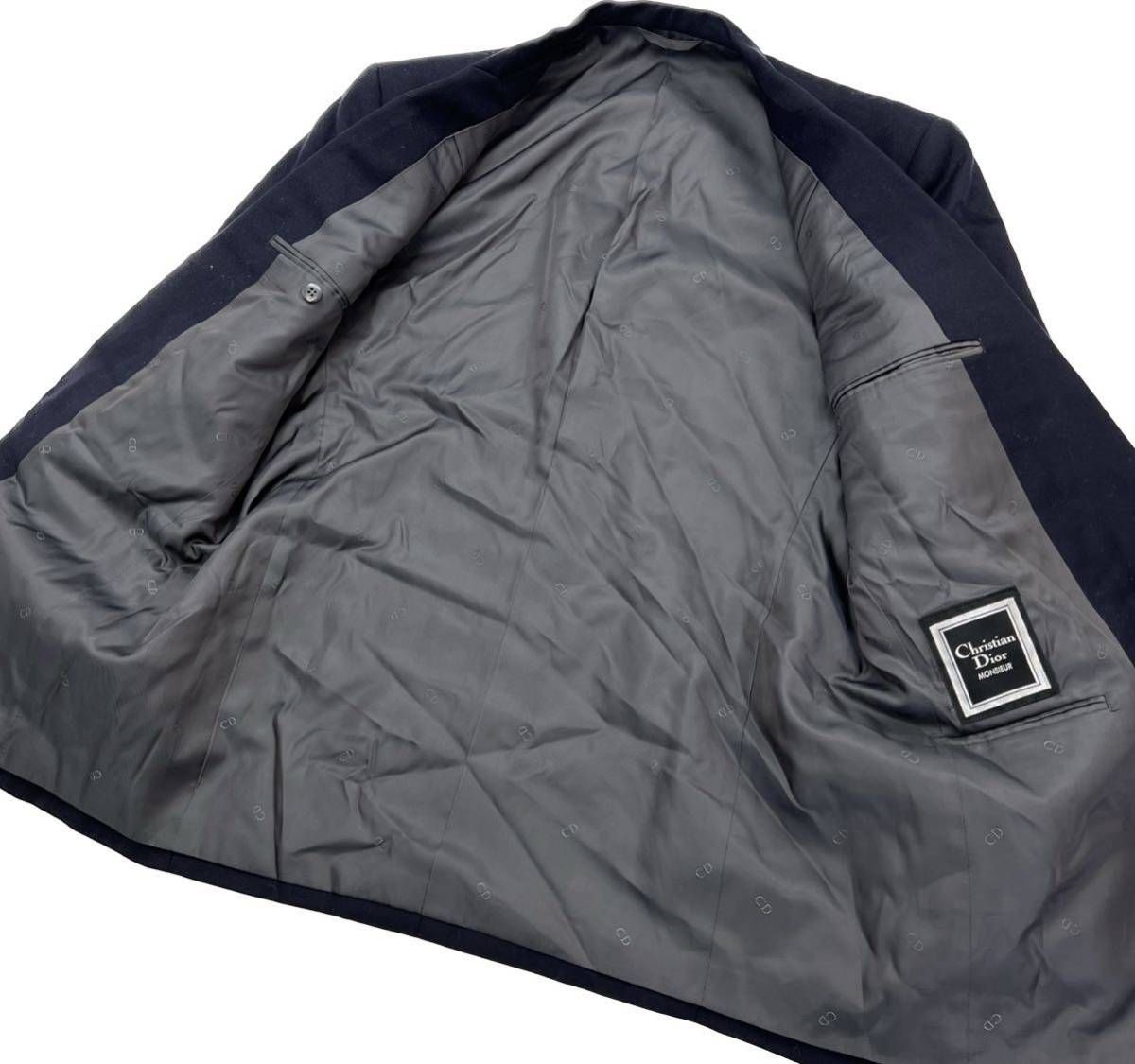 クリスチャンディオール】ノーカラージャケット CDボタン 紺 11 L