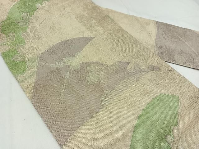 平和屋着物＊夏物 九寸名古屋帯 樹木文 銀糸 正絹 逸品 DAAZ4263cm