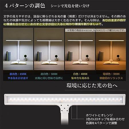 LED 卓上ライト セード幅80cm 超ワイド クランプライト 調光 調色 T字