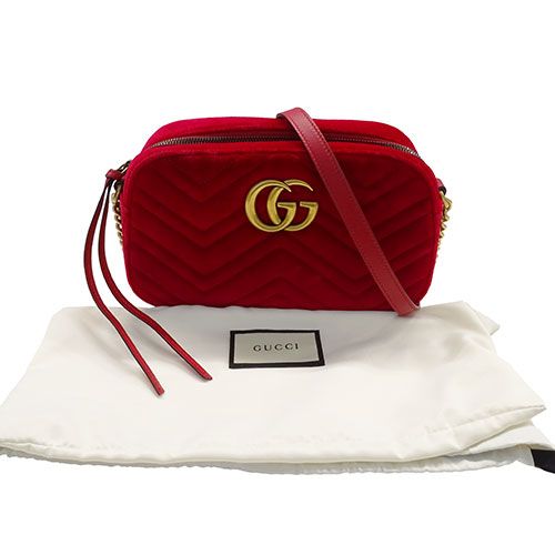 GUCCI ベルベット ミニバッグ ショルダーバッグ レッド グッチ GUCCI バッグ レディース ブランド ショルダーバッグ