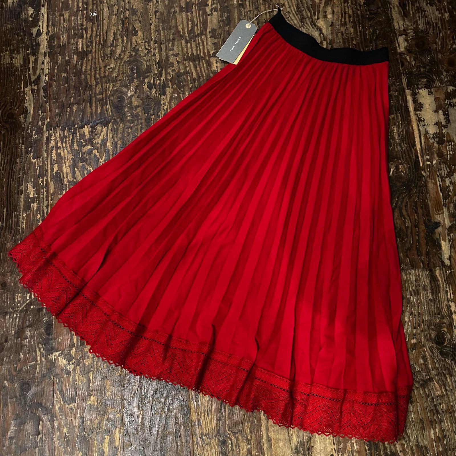 プレインピープルレースプリーツスカート