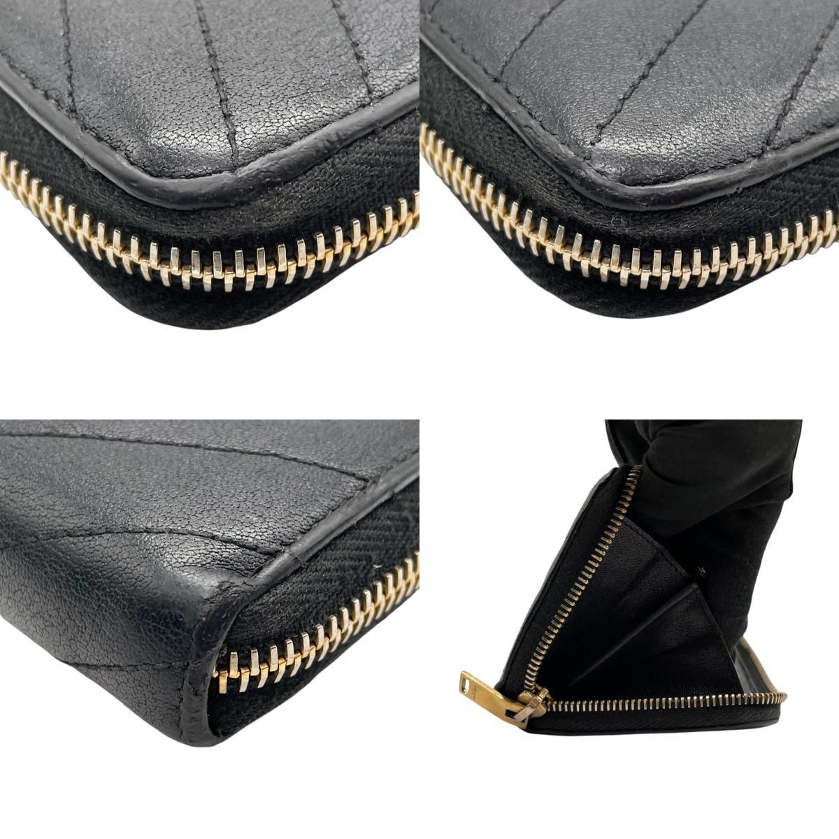 美品 SAINT LAURENT PARIS サンローラン パリ モノグラム Vステッチ  