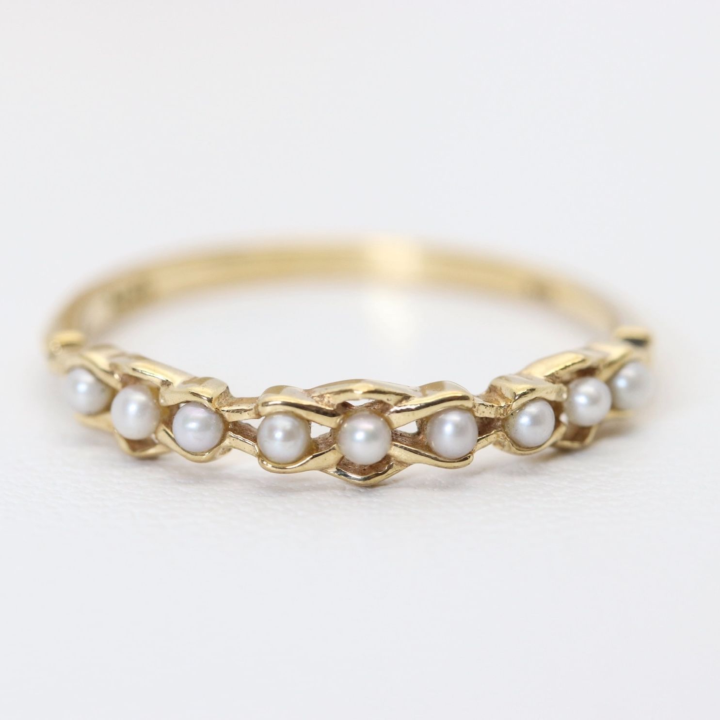 ageteアガットケシ粒パール14粒K14ハーフエタニティリング アガット K14 ベビーパール リング ハーフエタニティ/24-558