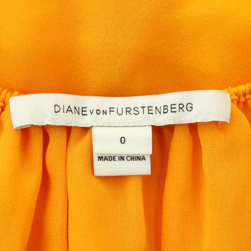 ダイアンフォンファステンバーグ DIANE von FURSTENBERG SIMONIA シルクフリルプルオーバー ブラウス 長袖 シアー リボン  0 オレンジ /NR ■OS