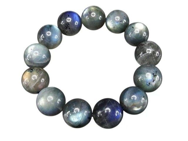 逸品超大天然石ラブラドライト約19mm強数珠ブレスレットメンズ4Lサイズ