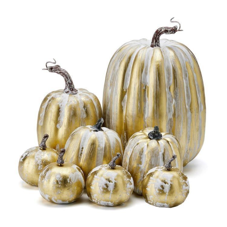 8点セット!ハロウィン飾り ハロウィーン かぼちゃ パンプキン カボチャ 装飾セット カボチャ 撮影 小道具 置物 オーナメント オブジェ 置き物 大きい ゴールド 屋外 ディスプレイ プラスチック yunban550