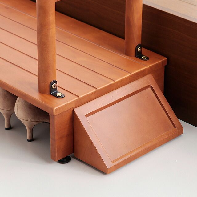 木製手すり付き玄関踏み台 100cm幅｜玄関 踏み台 高品質 手すり 付き