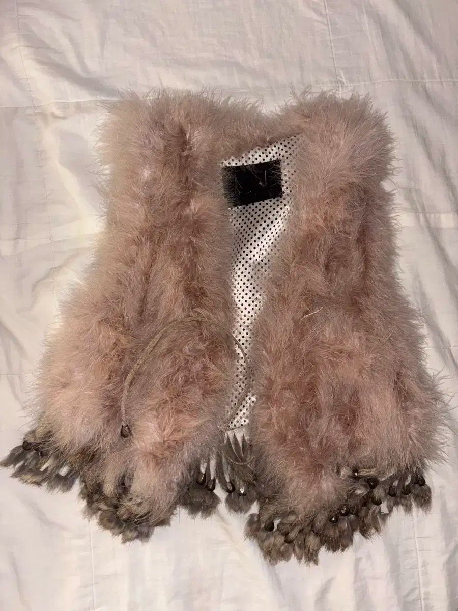 ヴィンテージ フェアリー もり オリエンタル ボヘミアン ピンク ファー ベスト