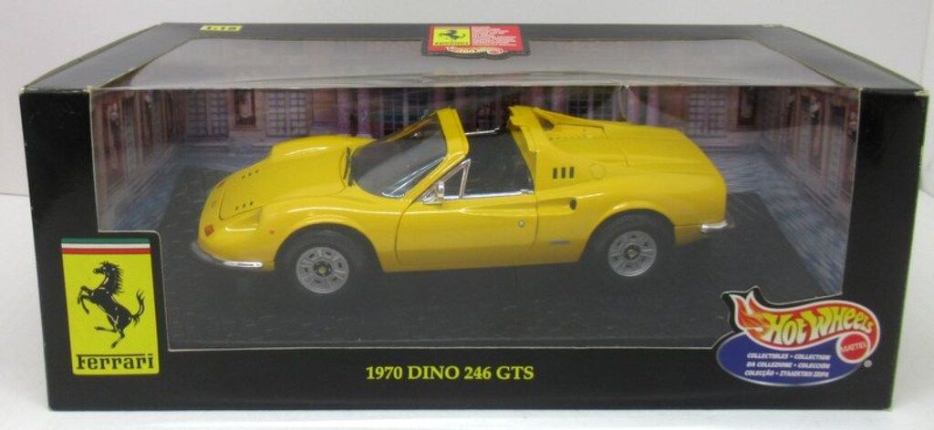 MATTEL 1/18 Hotwheels 1970 Ferrari DINO 246 GTS Yellow 23920