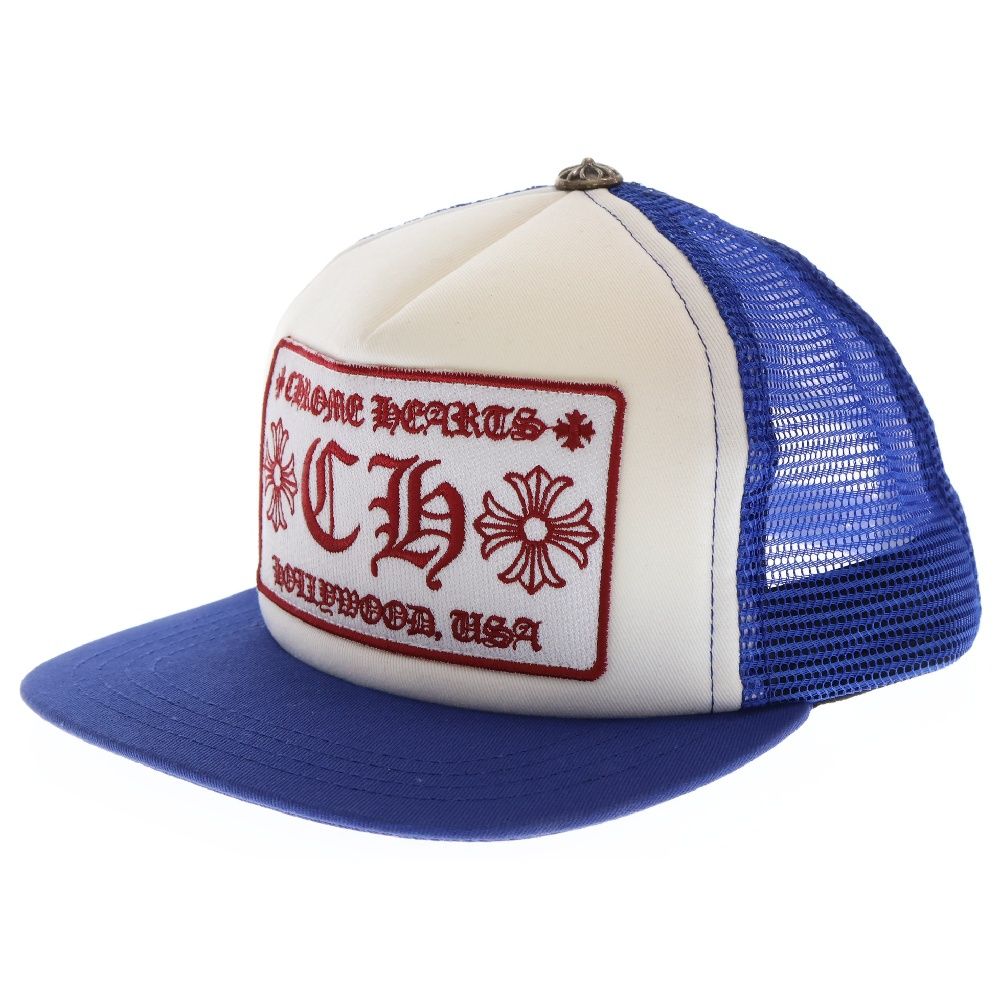 Chrome Hearts CH Hollywood Trucker Hat Blue White CHROME HEARTS