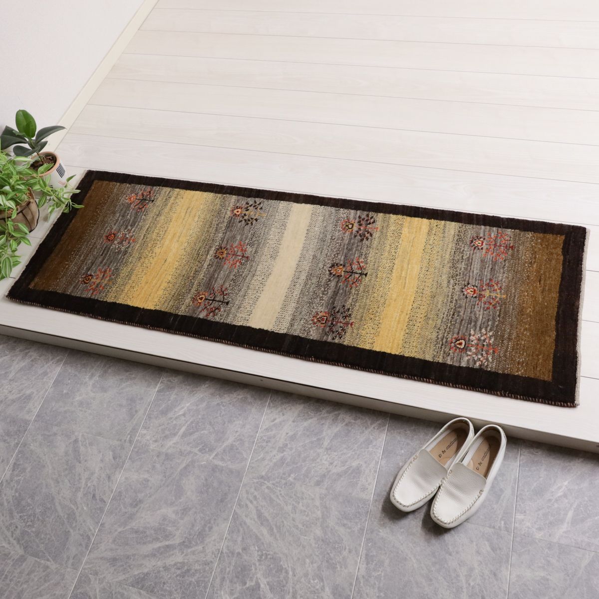 展示品 イラン シラーズ ギャッベ ギャベ ウール 絨毯 カーペット 高級