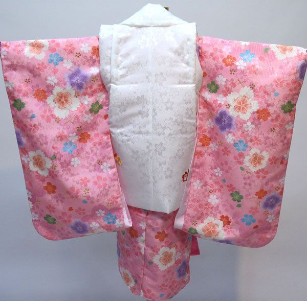 七五三 三歳 女児 被布着物フルセット 日本製 陽気な天使 綸子地 3