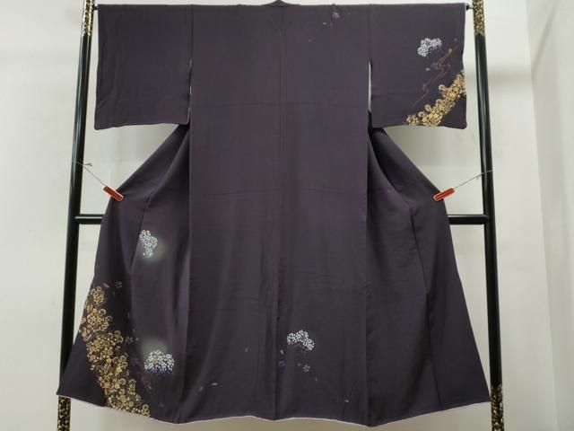平和屋着物□訪問着 舞桜草花文 暈し染め 金彩 正絹 逸品