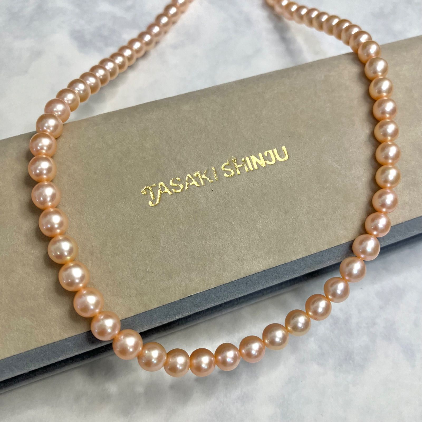 極美品⭐️TASAKI 田崎真珠】 パールネックレス 淡いオレンジ系 約40cm 