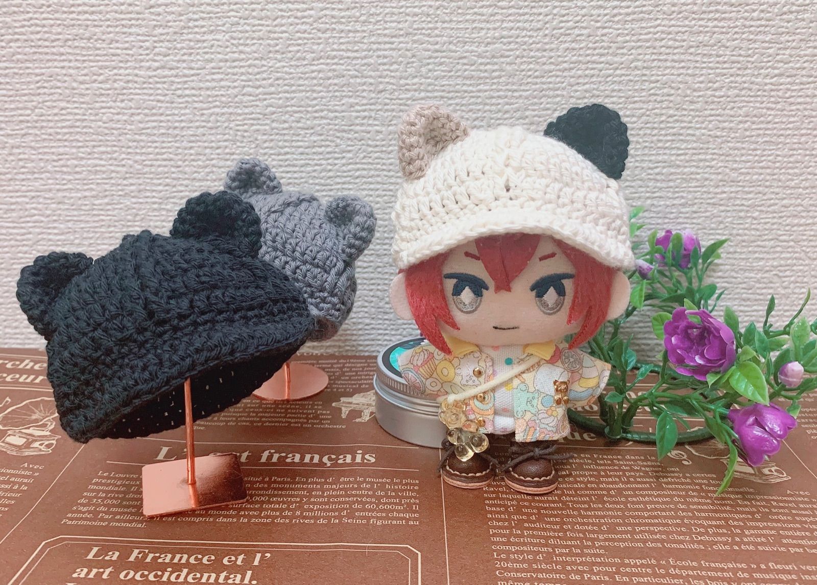 skzoo ニット帽 ハンドメイド 10cm ぬい 編み物 ハンドメイド - 着せ