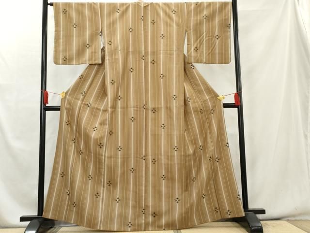 平和屋着物▽小紋 単衣 幾何学文様 洗える着物 未使用 AAAU6401iu 平和