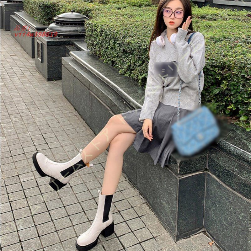 レディースブーツ ショートブーツ 太ヒール 厚底 6.5CMヒールブーツ