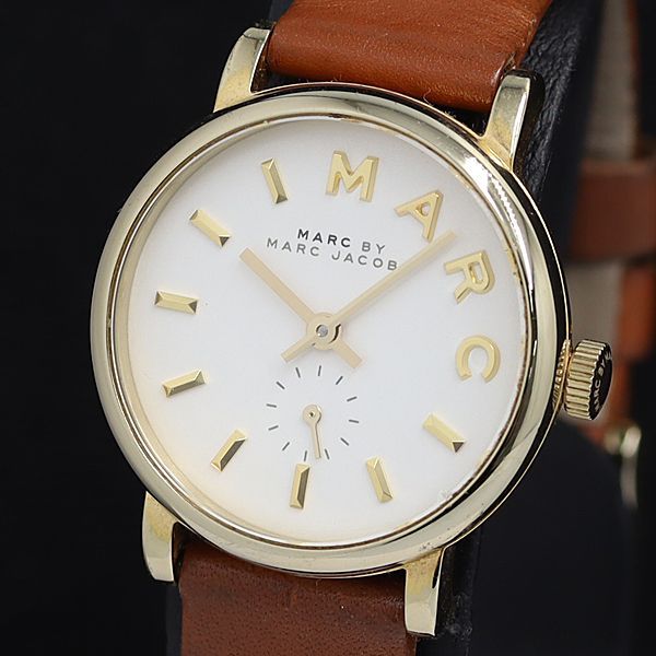 稼動 良品 マークバイマークジェイコブス QZ MBM1317 ホワイト文字盤
