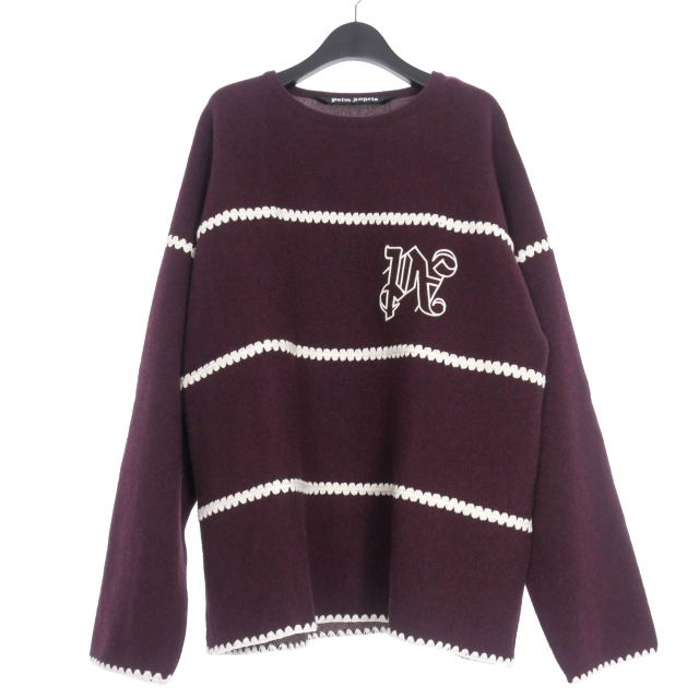 パームエンジェルス PALM ANGELS 23AW PA MONOGRAM STRIPED SWEATER ニット セーター L ボルドー PMHE23-154 国内正規