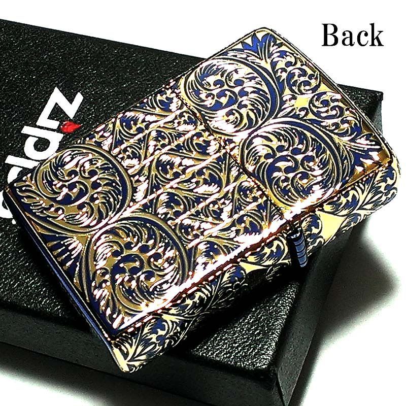 ZIPPO スプレンダー イオンブルー ジッポ ライター アラベスク模様 5面加工 彫刻 ゴールド鍍金差し 金タンク 青 かっこいい おしゃれ  レディース メンズ ギフト プレゼント - メルカリ