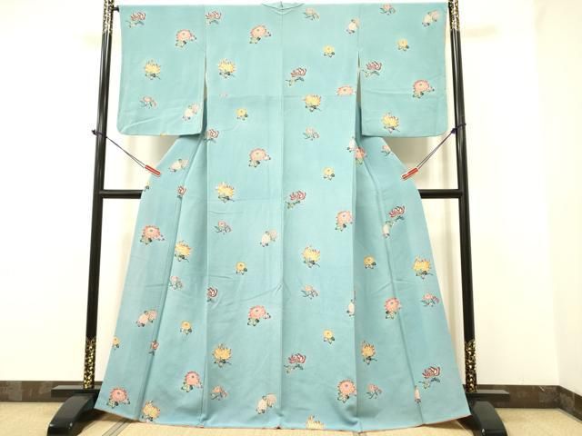 シボ浅めしっとり縮緬 白地 江戸紅型 正絹 単衣 小紋 トールサイズ 極美品 シボ浅めしっとり縮緬 白地 江戸紅型 正絹 単衣 小紋 トール