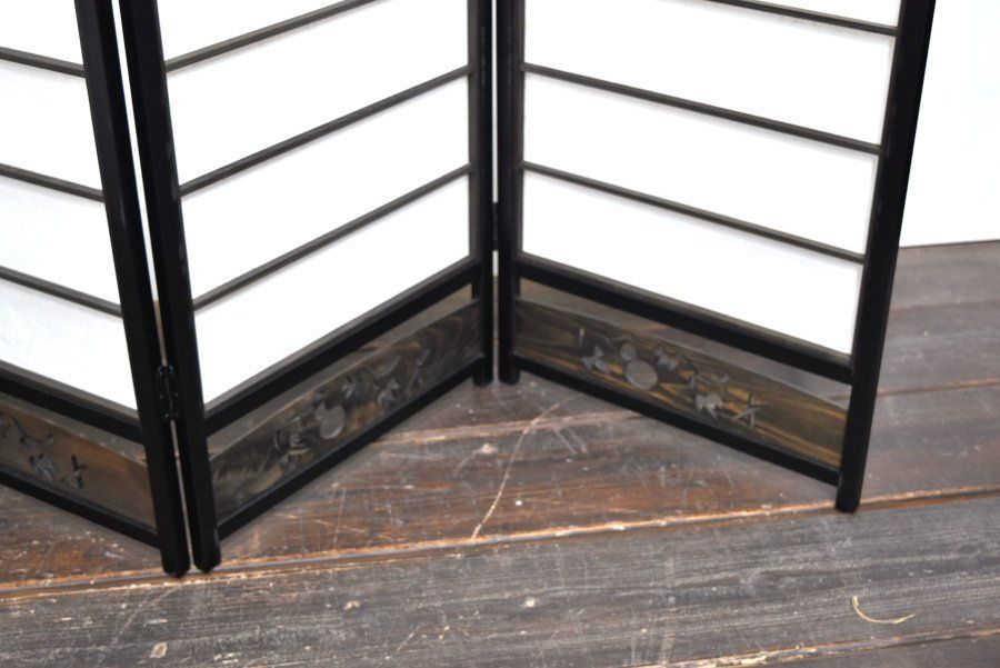 蔵A3612c 建具 格子屏風 衝立 間仕切 透彫 パーテーション 沖縄