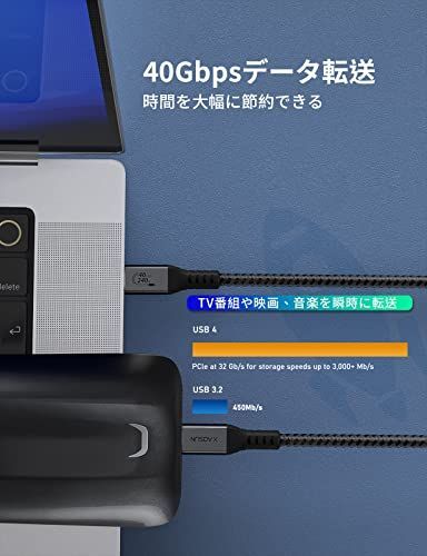 2M-240W_グレー XAOSUN USB4 ケーブルThunderbolt 4 ケーブル対応USB