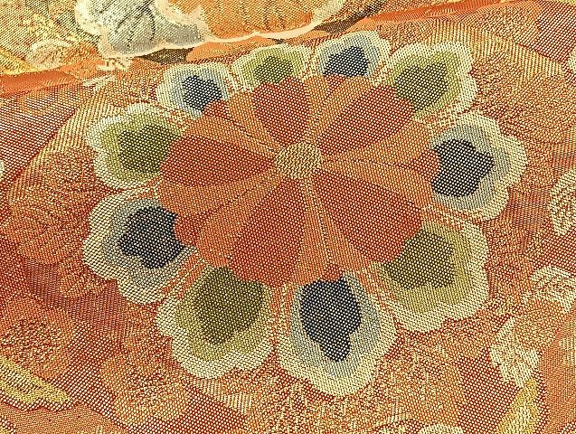 平和屋着物◎佐賀錦 六通柄袋帯 亀甲華紋 金糸 正絹 逸品