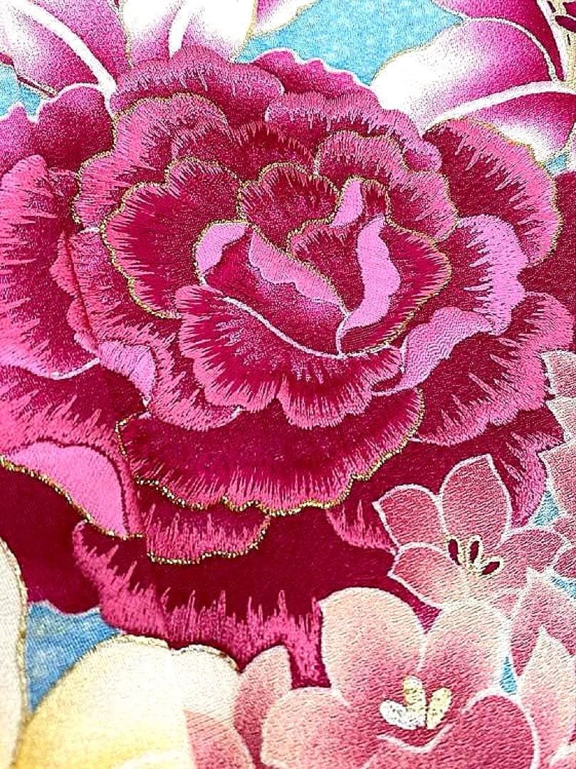 振袖 長襦袢半衿付 小寺義一 美しい辻が花絞り 金通し 藍鉄色 K-5455